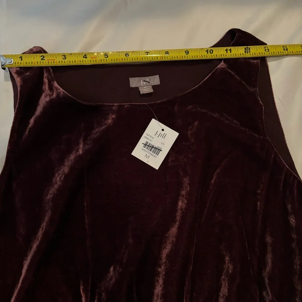 J. Jill Dress Winterberry Velvet Scoop Neck Sleeveless Lined‎ SZ M